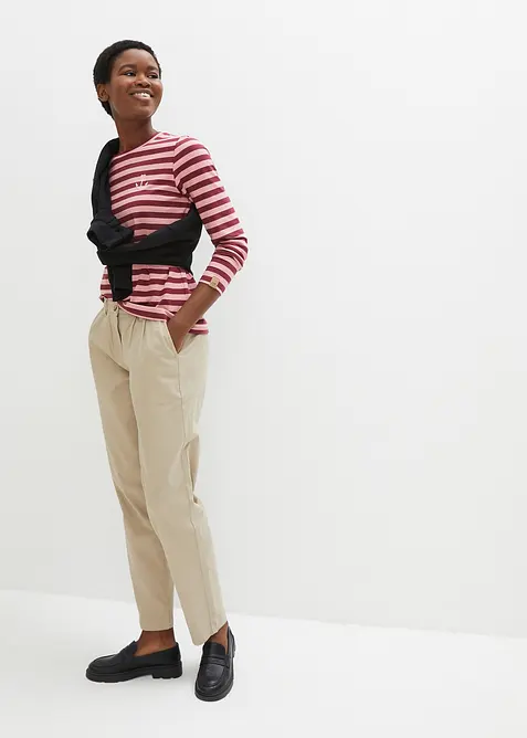 Gestreiftes Langarmshirt mit Stickerei, bonprix