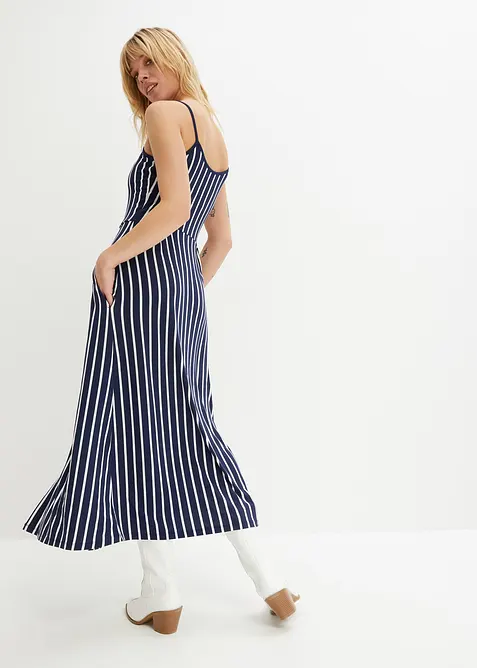 Sommerliches Jerseykleid mit Knopfleiste und Streifen, bonprix