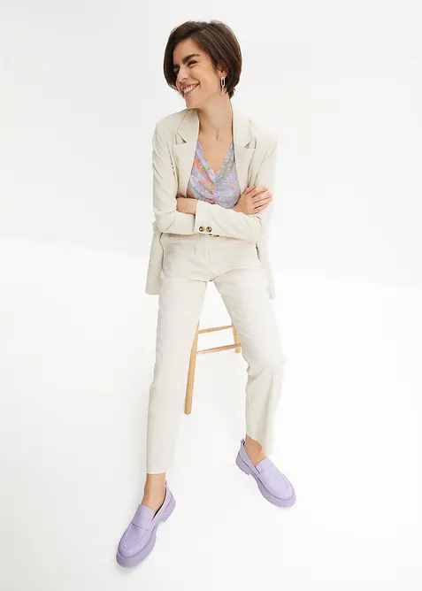 High-Waist-Hose aus Leinen-Viskose-Mix, bonprix