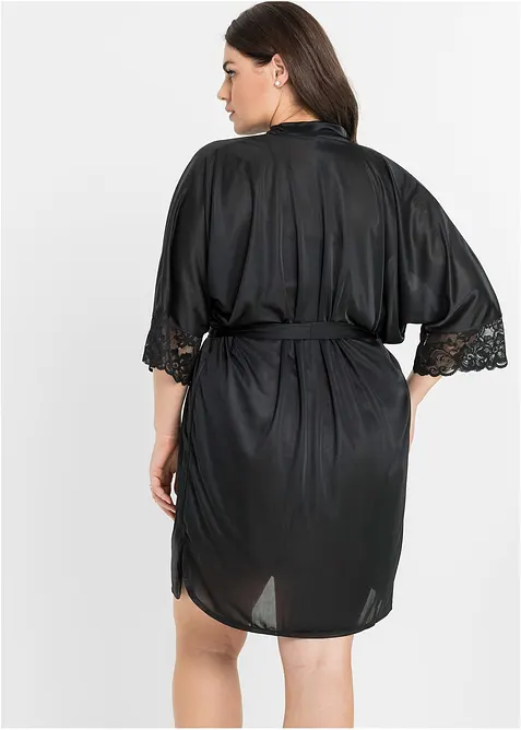 Satin Kimono mit Spitze, bonprix