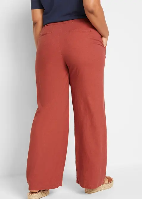 Pantalon palazzo en lin m&eacute;lang&eacute;, bonprix