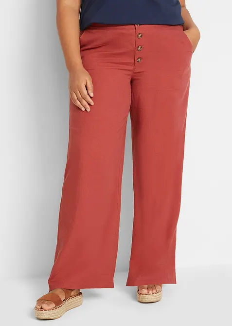 Pantalon palazzo en lin m&eacute;lang&eacute;, bonprix