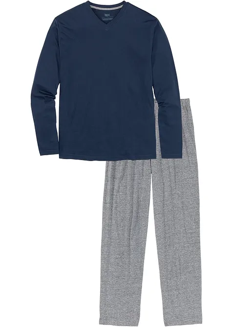 Pyjama mit Baumwolle und langen Ärmeln, bonprix