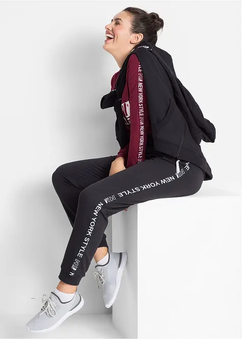 Sweathose mit B&uuml;ndchen und Statement-Druck, bonprix