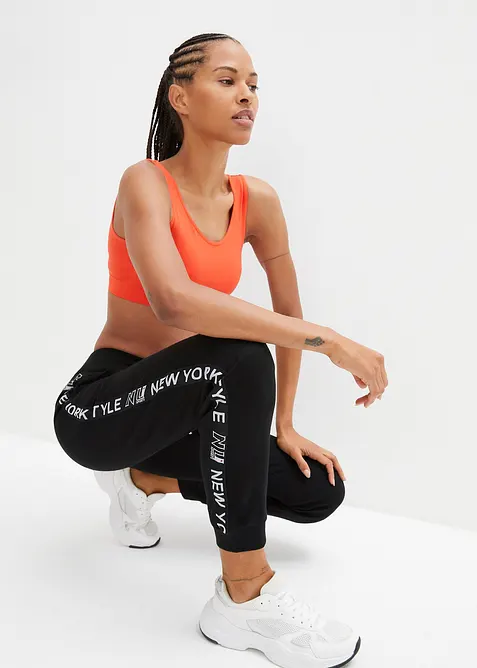 Pantalon de jogging avec finitions bord-côtes et imprimé, bonprix