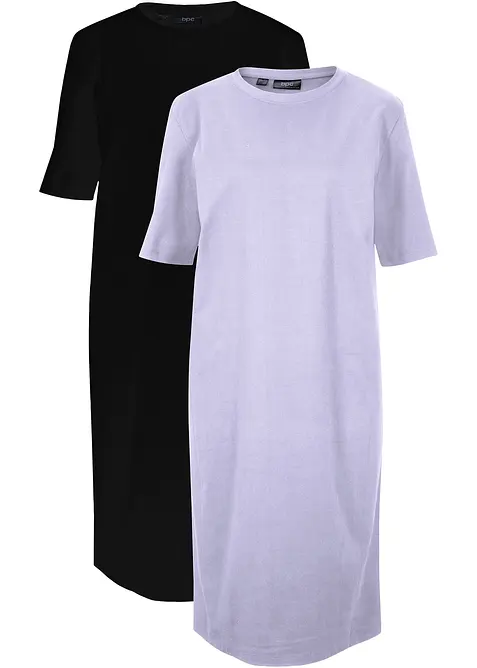 Oversize-T-Shirtkleid aus reiner Baumwolle (2er Pack), bonprix