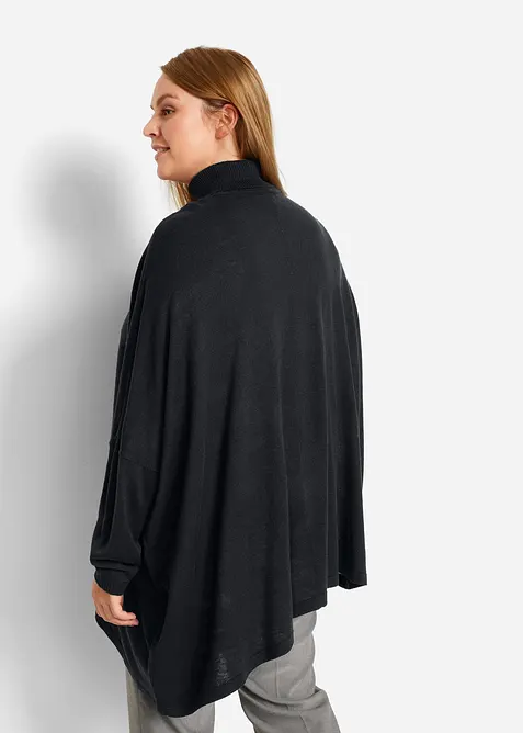 Poncho-Rollkragenpullover mit asymmetrischem Schnitt, bonprix