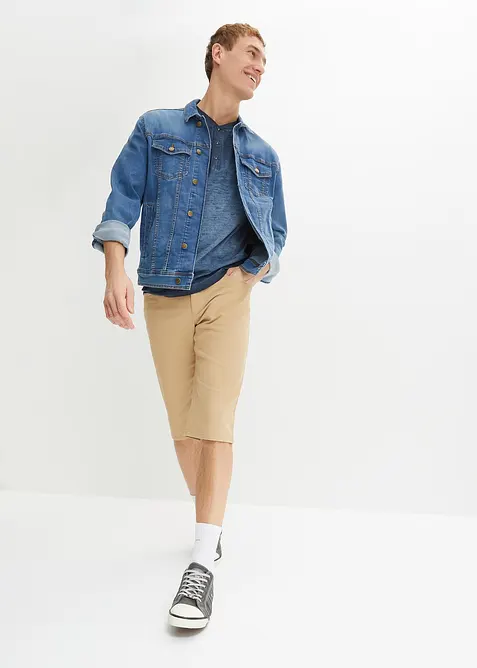 Henleyshirt, Kurzarm aus reiner Bio-Baumwolle in gewaschener Optik, bonprix