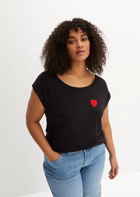 Vokuhila-Shirt aus fließendem Viskosemix, bonprix