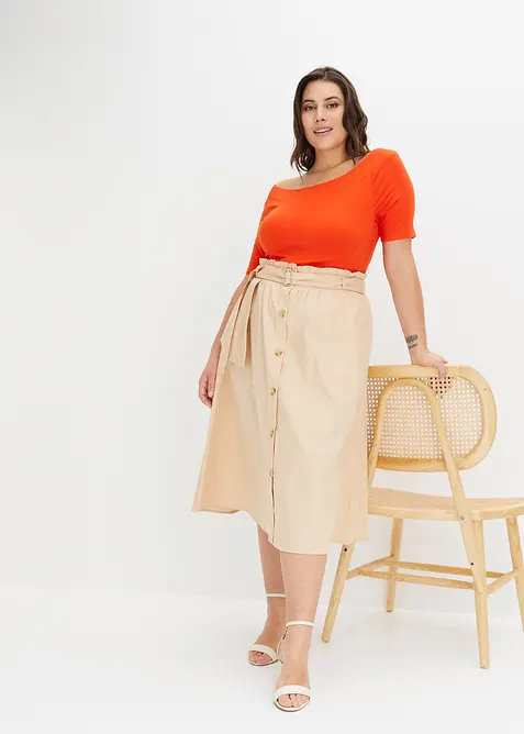 T-shirt encolure Bardot en viscose extensible, bonprix