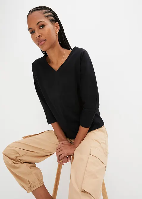 T-shirt manches 3/4 en coton, bonprix