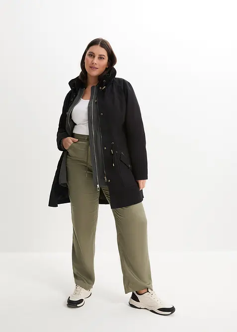 Baumwoll-Kurzparka mit Stehkragen, talliert, bonprix