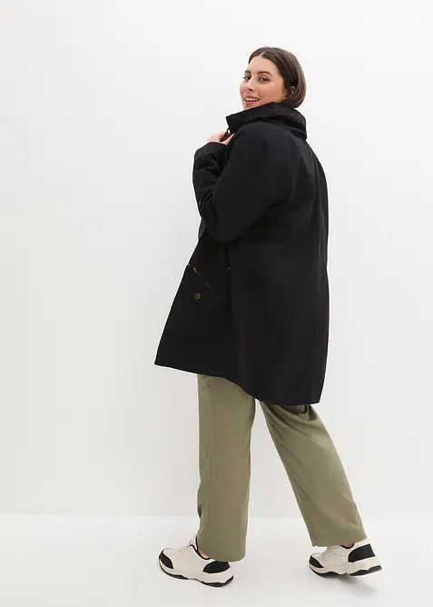 Baumwoll-Kurzparka mit Stehkragen, talliert, bonprix