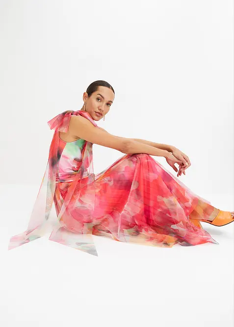 Robe une épaule avec une jupe plissée en tulle, bonprix