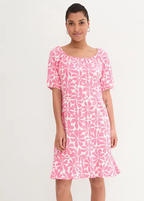 Robe en jersey de coton à encolure carrée, longueur genou, bonprix