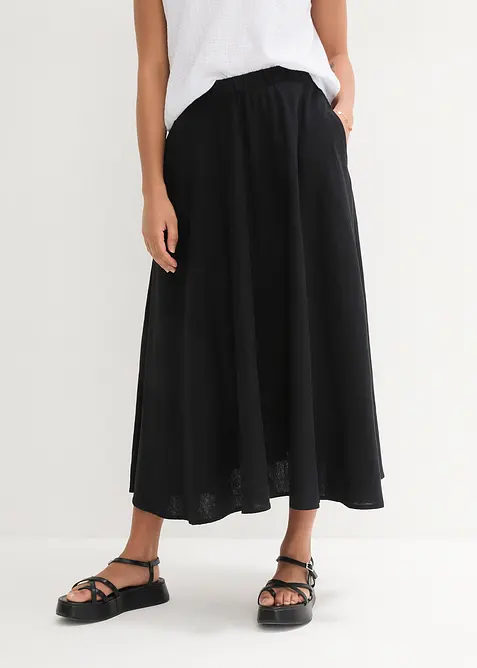 Midirock aus Leinen-Mix, bonprix