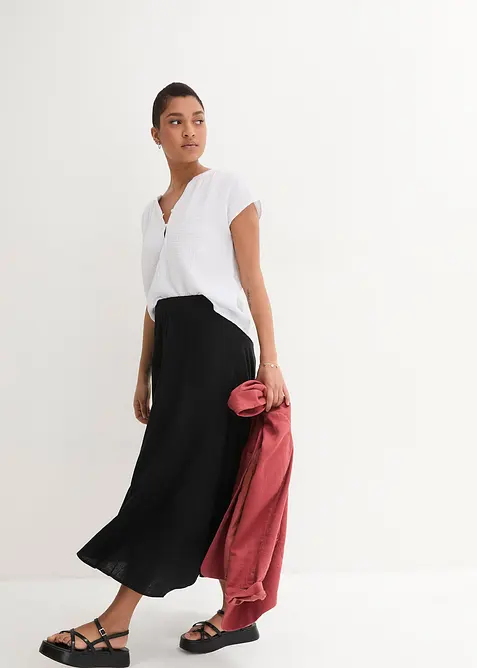 Midirock aus Leinen-Mix, bonprix