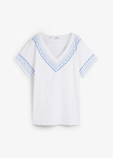T-shirt coton ample avec imprimé brodé, bonprix