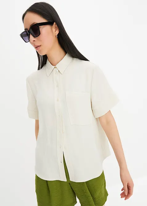 Chemisier &agrave; manches coudes et poche sur la poitrine, bonprix