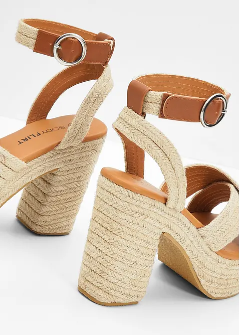 Plateau-Sandaletten in Bast-Optik, bonprix