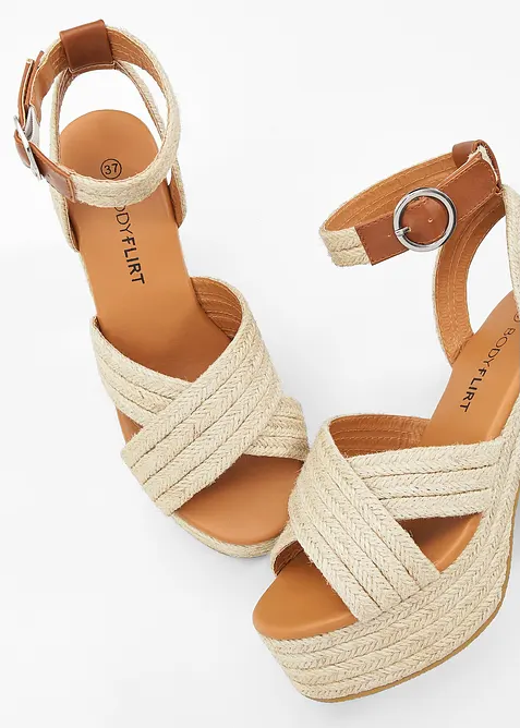 Plateau-Sandaletten in Bast-Optik, bonprix