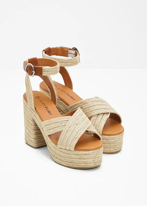 Plateau-Sandaletten in Bast-Optik, bonprix