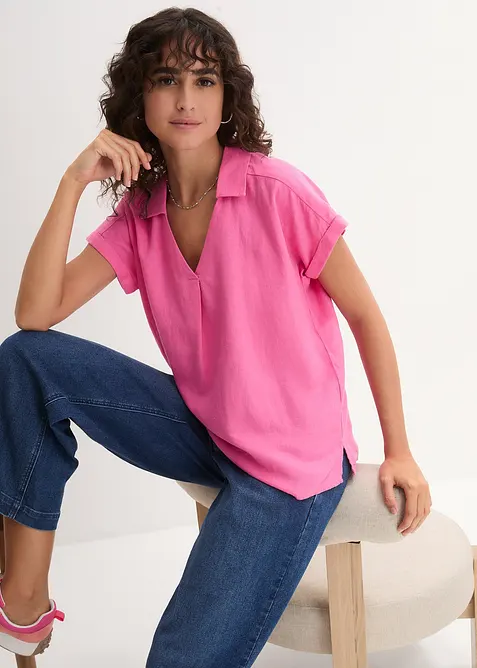 Blouse longue et légère en lin mélangé, bonprix