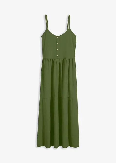 Robe en jersey à volants et patte de boutonnage décorative, bonprix