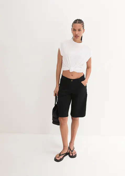 Bermuda en coton, longueur genou, d&eacute;tails utilitaires, bonprix