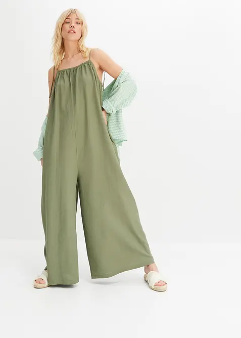 Jumpsuit aus leichtem Leinen-Viskose-Mix, bonprix