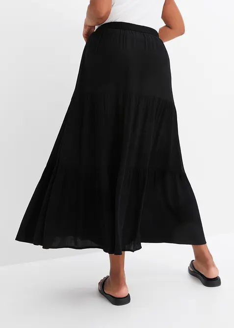 Jupe longue &eacute;tag&eacute;e en viscose textur&eacute;e, bonprix