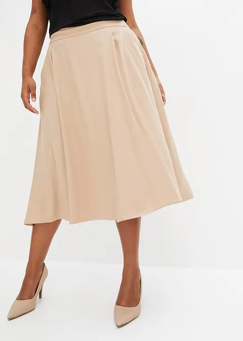 Jupe midi &agrave; taille &eacute;lastiqu&eacute;e, bonprix