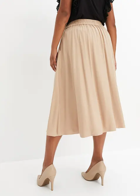 Jupe midi &agrave; taille &eacute;lastiqu&eacute;e, bonprix