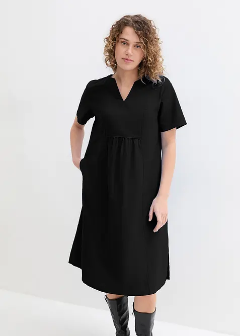 Tunika-Kleid mit Taschen aus Leinen-Baumwoll-Mix, bonprix