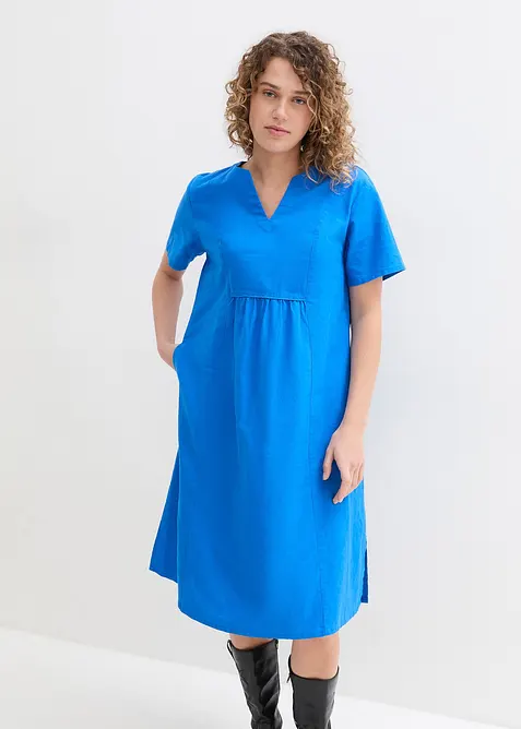 Tunika-Kleid mit Taschen aus Leinen-Baumwoll-Mix, bonprix
