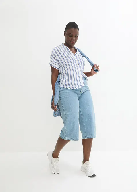 Crinkle Bluse aus flie&szlig;ender Viskose, bonprix