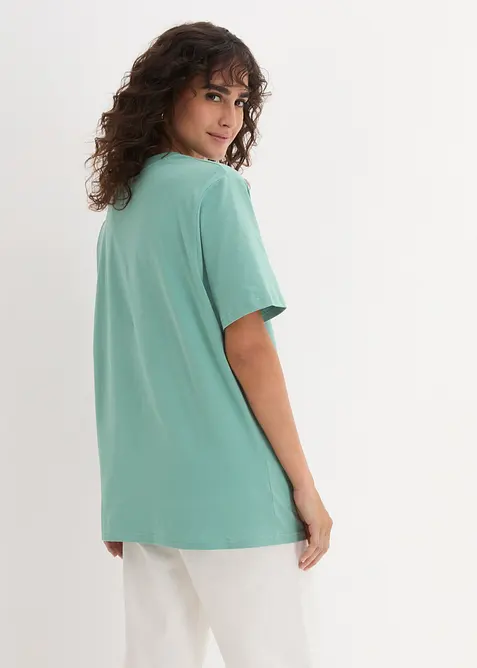 Weites Long-Shirt mit V-Ausschnitt, Kurzarm (5er Pack), bonprix