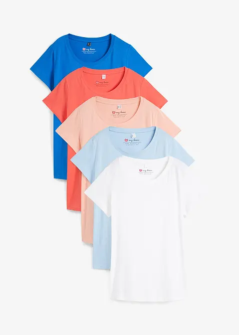 Rundhals-Shirt  (5er-Pack), bonprix