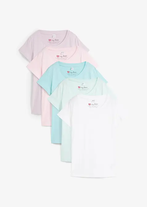 Lot de 5 T-shirts col rond, bonprix