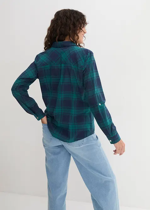 Karierte Hemdbluse aus reiner Baumwolle, bonprix