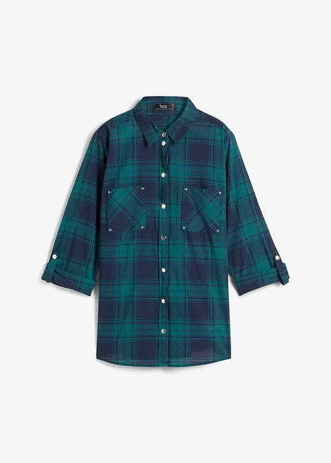 Karierte Hemdbluse aus reiner Baumwolle, bonprix