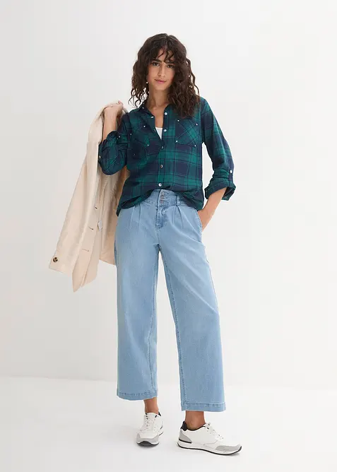 Karierte Hemdbluse aus reiner Baumwolle, bonprix