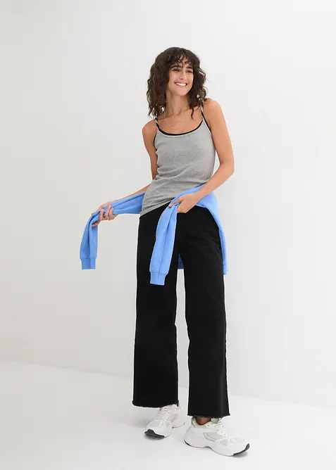 Lot de 3 tops &agrave; bretelles spaghetti 100% coton, bonprix