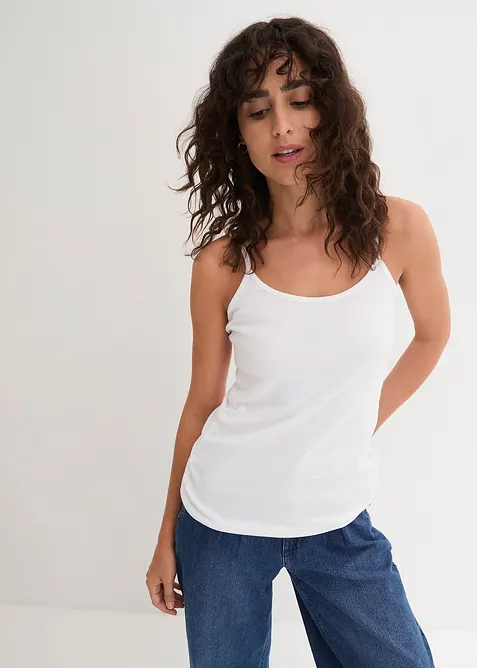 Lot de 3 tops à bretelles spaghetti 100% coton, bonprix