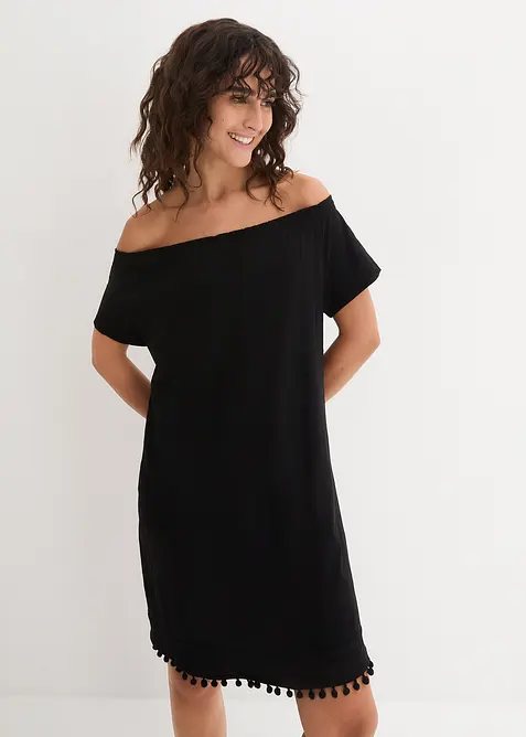 Jersey-Carmenkleid aus reiner Baumwolle, bonprix