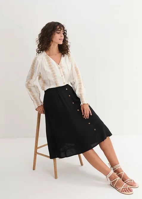 Midi-Rock mit Leinen, bonprix