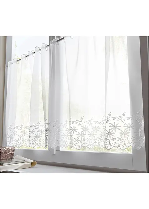 Brise-bise avec broderies anglaises et polyester recyclé, bonprix