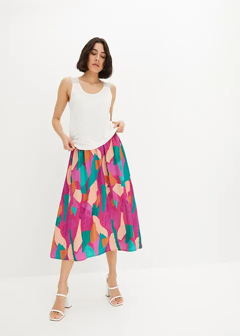 Jupe en satin imprim&eacute;e, bonprix