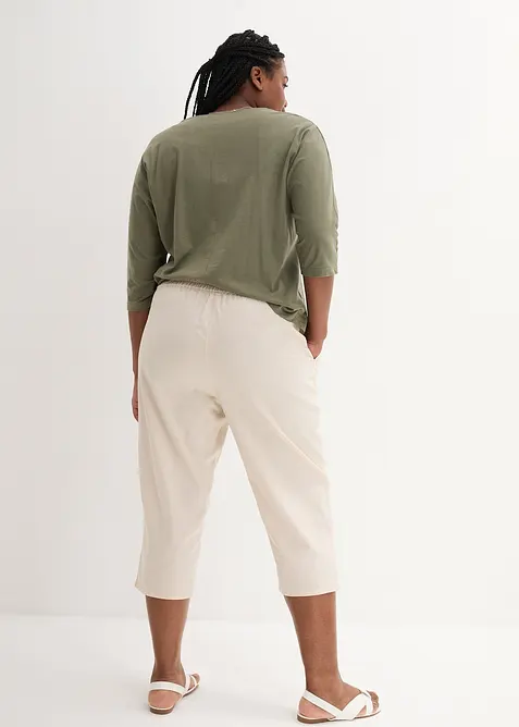 Pantalon carotte en lin et coton, bonprix