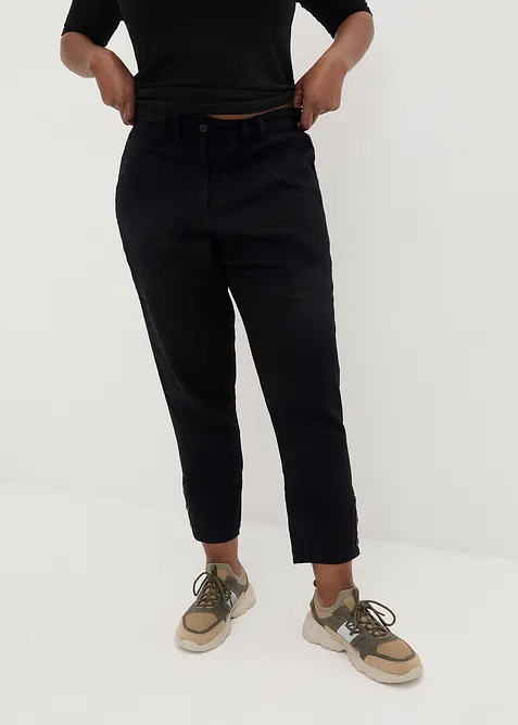 Pantalon en lin avec d&eacute;tails poche et boutons &agrave; la base, bonprix